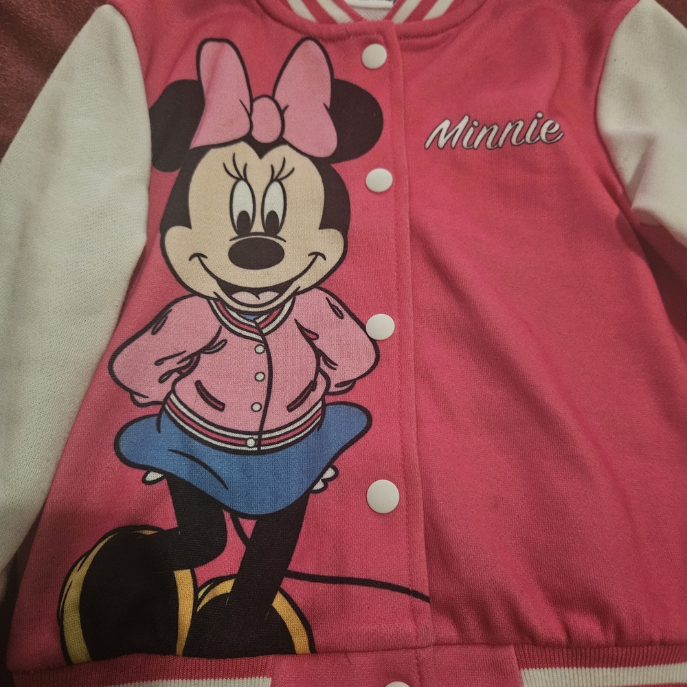 Disney Girls Minnie Mouse Bomber Colorblock Varsity Lightweight jacket size 3Y - Picture 2 of 5